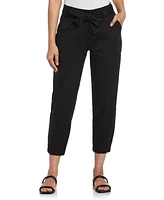 Ella Rafaella Petite Twill Crop Pants with Removable Tie Belt