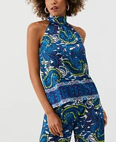 Ella Rafaella Petite Paisley Print Sleeveless Halter Top