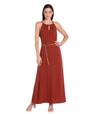 R & M Richards Women's Sleeveless Keyhole A-Line Dress