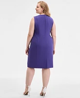 Kasper Plus Crewneck Sleeveless Sheath Dress