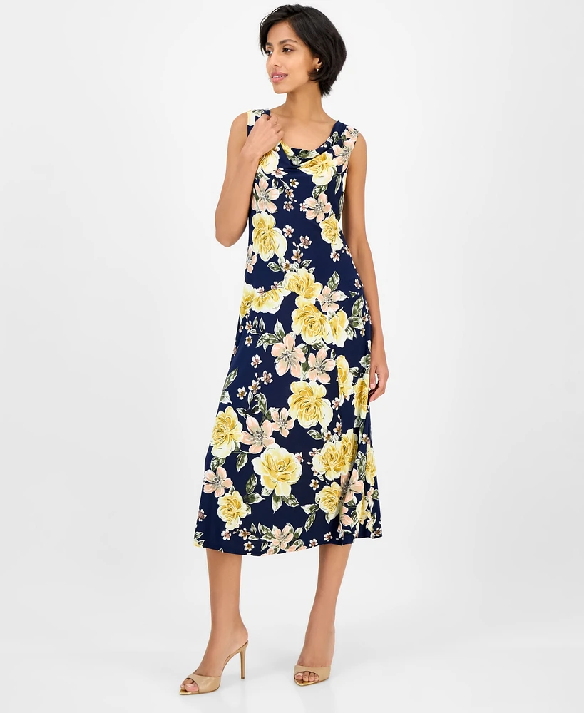 Robbie Bee Women's Sleeveless Cowl-Neck Midi Dress