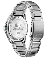 Marvel by Citizen Hulk Silver-Tone Stainless Steel Bracelet Watch 43mm