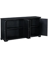Wooden Sideboard with Pine Doors & Metal Handles