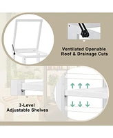 Wood Garden Greenhouse with Storage