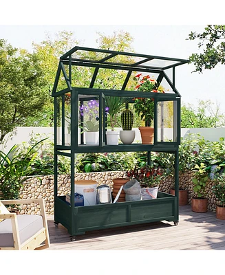 Portable Cold Frame Greenhouse with Wheels