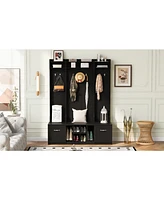 Entryway Hall Tree: Bench, Coat Rack