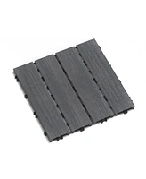 Wpc Patio Tiles - 22 Pack - Interlocking Decking - 11.8" Ash