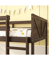 Antique Oak Twin Floor Bunk Bed