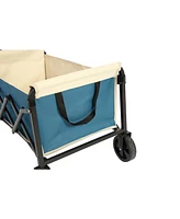 Folding Beach Wagon - Heavy Duty, Portable, Outdoor Cart - Blue