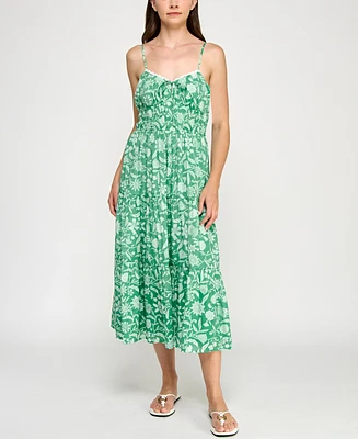 Trixxi Juniors' Printed Spaghetti-Strap Midi Dress