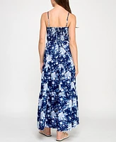 Trixxi Juniors' Printed Keyhole Sleeveless Maxi Dress