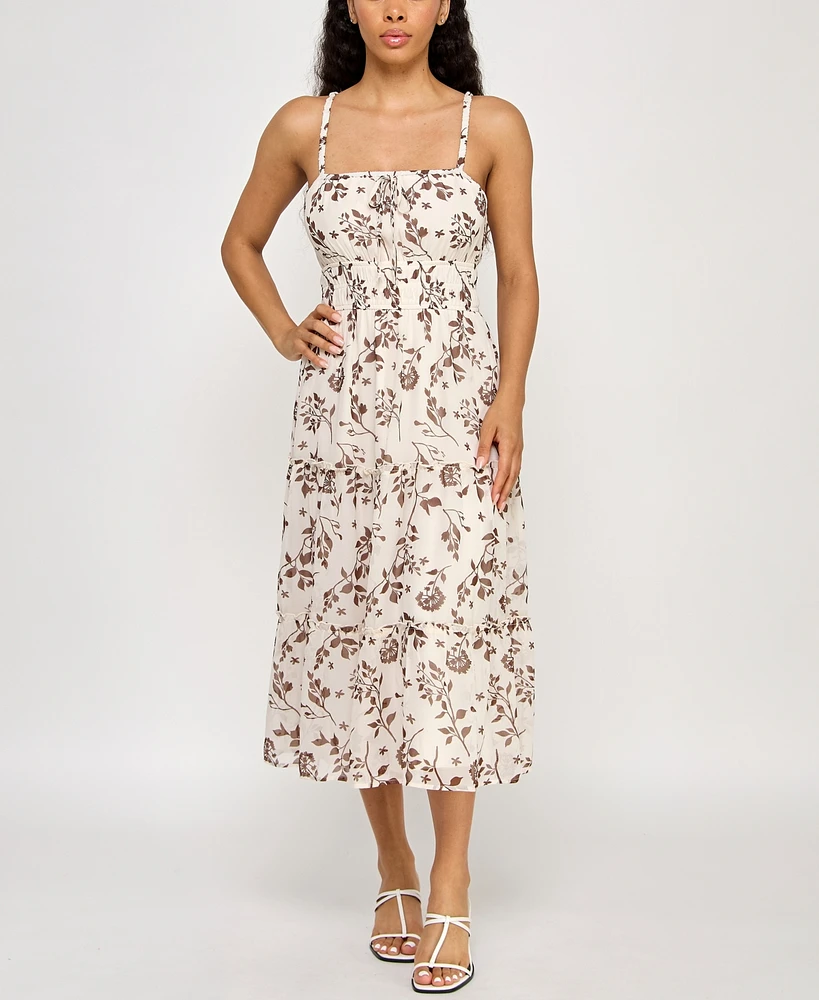Trixxi Juniors' Printed Pebble Chiffon Spaghetti-Strap Dress