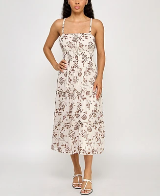 Trixxi Juniors' Printed Pebble Chiffon Spaghetti-Strap Dress