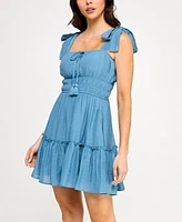 Trixxi Juniors' Square-Neck Tie-Strap Fit & Flare Dress