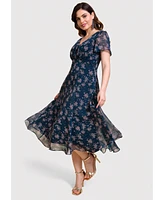 Alie Street London Women's Miranda V-Neck Short Sleeve Midi Dress