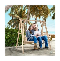 Heavy Duty Wooden Porch Swing Frame with Reinforced Bars