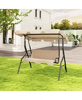 Gymax 3-Person Swing Chair Porch Seat w/ Adjustable Canopy Removable Cushion