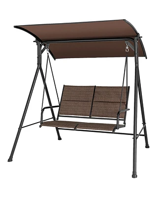 Gymax Porch Swing Glider 2 Seat Soft Cushion Adjustable Canopy Garden Outdoor Patio