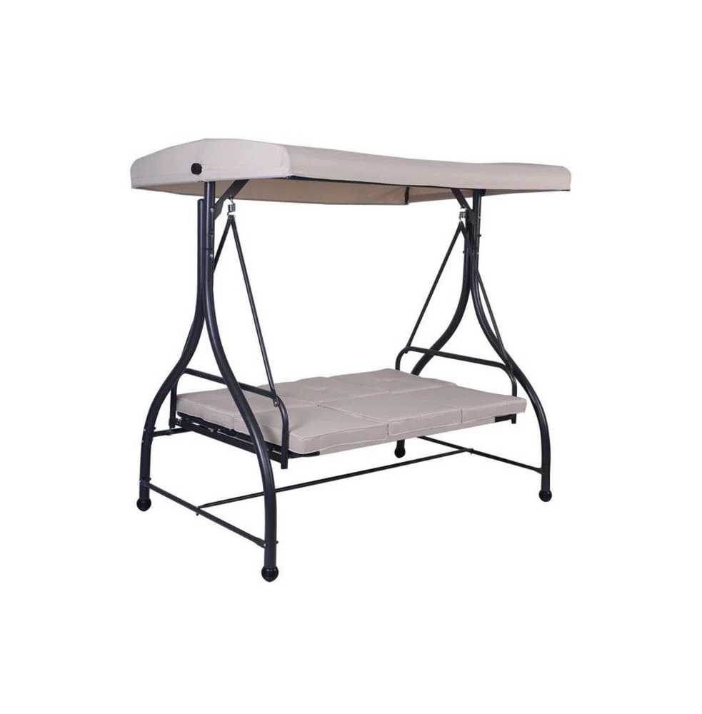 3 Seats Outdoor Porch Swing Hammock with Adjustable Tilt Canopy