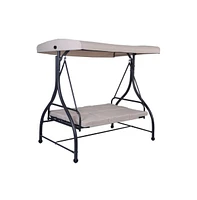 3 Seats Outdoor Porch Swing Hammock with Adjustable Tilt Canopy