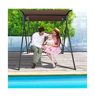 2 Person Porch Swing with Adjustable Canopy and Padded Seat