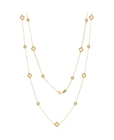 Suzy Levian Sterling Silver Cubic Zirconia Clover & Circle Station Necklace