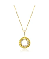Suzy Levian Sterling Silver Cubic Zirconia Circle Sunburst Pendant