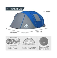 Ayamaya Adobe Xl Instant Set-Up Pop-Up Family Tent – 4–6 Person Waterproof Shelter with Front Vestibule, Double Layer Protection, and No