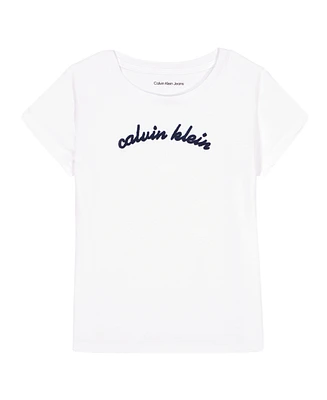 Calvin Klein Big Girls Arch Logo Short Sleeve T-Shirt