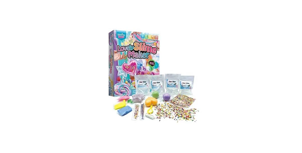 Lovely Slime Maker Kit for Kids - Includes 10+ Pre-Made Rainbow Slimes, Candy Pellets, Heart & Star Molds