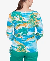 Ruby Rd. Petite Paradise Island Crinkle Knit Top