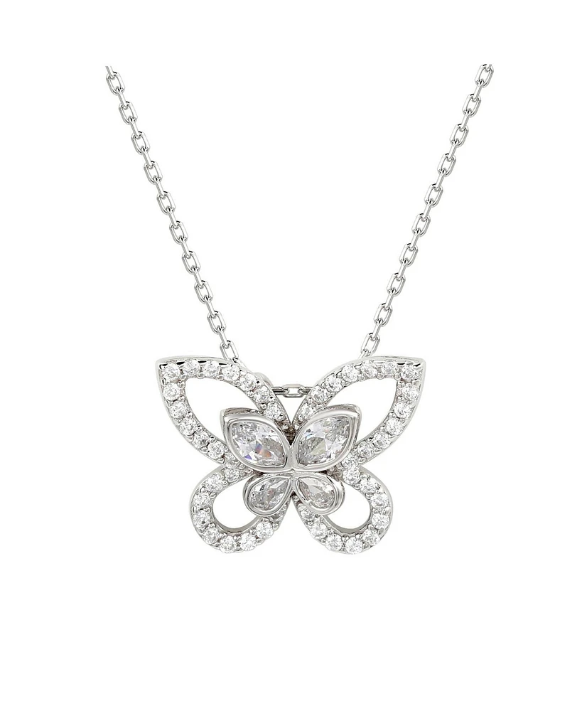 Suzy Levian Sterling Silver Cubic Zirconia Butterfly Pendant