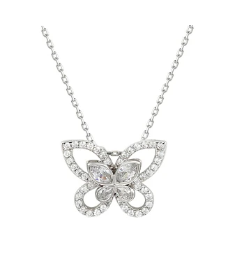 Suzy Levian Sterling Silver Cubic Zirconia Butterfly Pendant