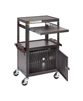 ECR4Kids Av Presentation Stand and 12-Bay Charging Cart, Black, 1