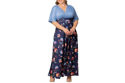 Kiyonna Plus Havana Color Block Maxi Dress