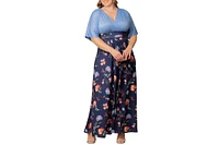 Kiyonna Plus Havana Color Block Maxi Dress