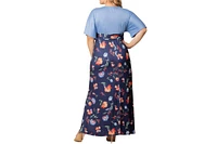 Kiyonna Plus Havana Color Block Maxi Dress