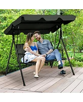 Gymax Outdoor Porch Swing Canopy Patio Swing Chair 3 Person Canopy Hammock