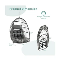 Hanging Egg Chair with Head Pillow and Large Seat Cushion