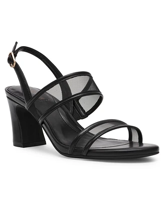 Anne Klein Women's Rhonda Mesh Band Block Heel Dress Sandals