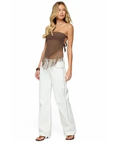 Edikted Women's Backless Sheer Mesh Strapless Top