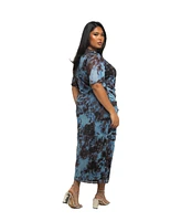 Fashion-szn Curve Plus Short Sleeve Abstract Mesh Midi Dress