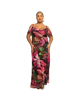 Fashion-szn Curve Plus Size Mesh Floral Printed Maxi Dress