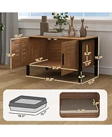 PawHut Cat Litter Box Enclosure with Tall Legs, Hidden Litter Box Furniture