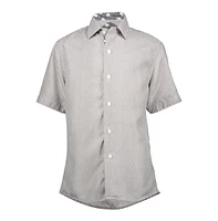 Elie Balleh Little Boys Blue Micro Houndstooth Button-Down Slim Fit Short Sleeve Shirt