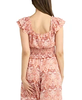 Bcx Juniors' Flutter-Sleeve Smocked Top