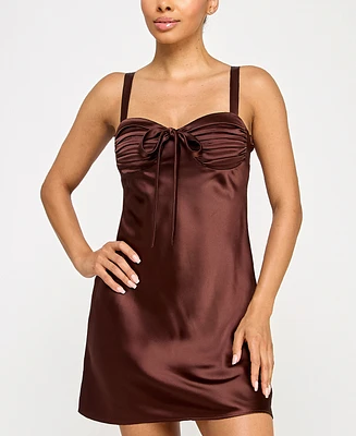City Studios Juniors' Satin Bustier A-Line Slip Dress