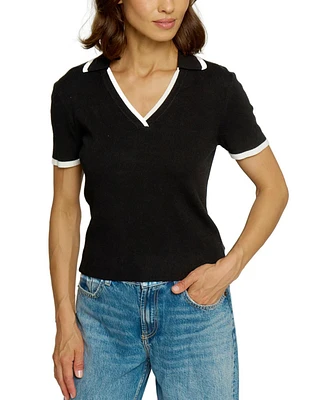 Central Park West Women's Ribbed Polo With Tipping