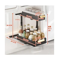 Under Sink Organizer, 2 Packs 2 Tier Under Sink Organizers and Storage, Slide Out Pull Out Cabinet Organizer Shelf, Metal Sliding Drawer for Kitchen B