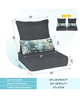 Aoodor 23'' x 26'' Outdoor Deep Seat Chair Cushion Set, Olefin Fabric, Slipcover with Sponge Foam, (Set of 2 Seats, 2 Backs